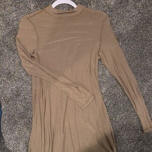Peach Love California Tan Long Sleeve Dress